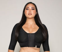 Load image into Gallery viewer, Custom Surgical Bra Thick Straps (Sleeves Option) 4504 Black / Elbow
